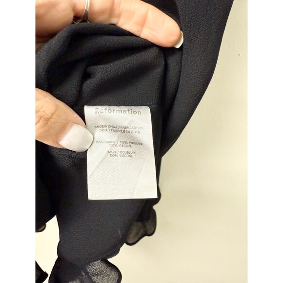 Reformation Christine Tie Shoulder Sweetheart Neck Mini Dress Black Women's US 4 - Picture 5 of 7